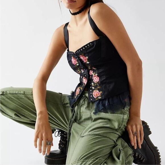 NEW Free People x Brenda Knight Embroidered Corset Top - Picture 2 of 6